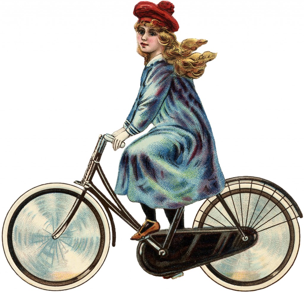 Antique Bicycle Girl Image