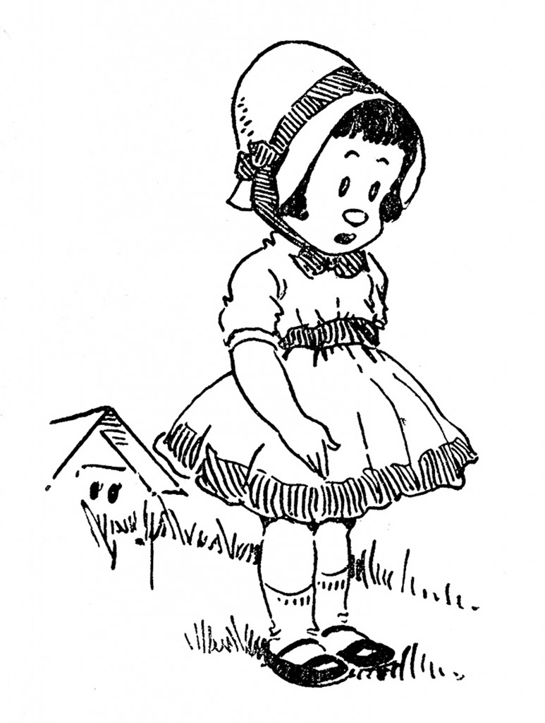 Line Art girl with bonnet