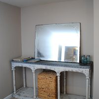 craft room table with mirror
