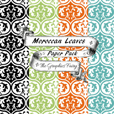 Free Printable Scrapbook Paper - Moroccan Leaves - The Graphics Fairy