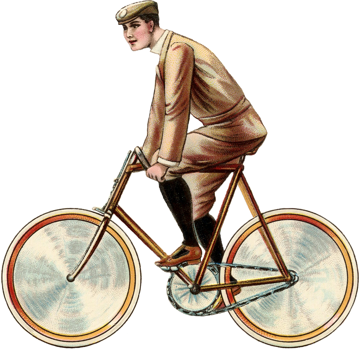 Vintage Bicycle Image - Young Man on Bike - The Graphics Fairy