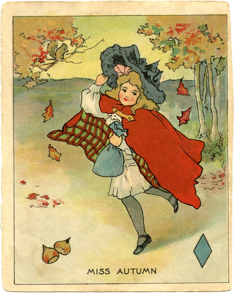 Vintage Clip Art Miss Autumn