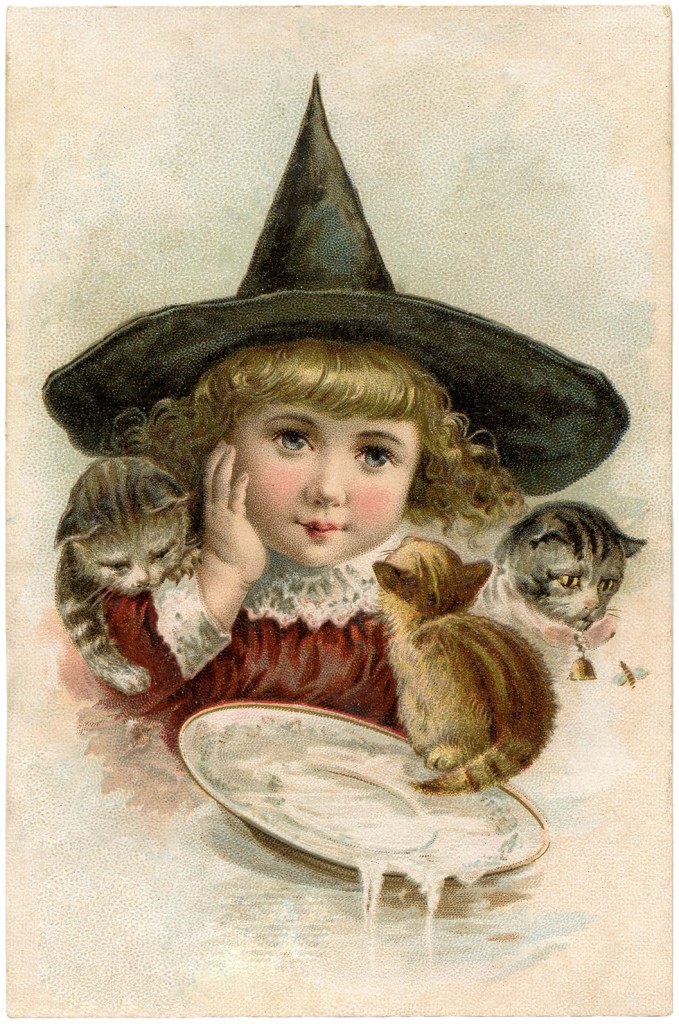 Vintage Halloween Clip Art Witch Girl
