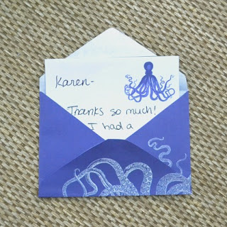 seaside notecard in octopus envelope