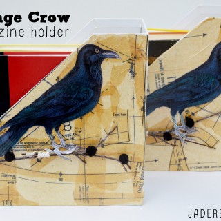 Decoupage magazine holder with crows