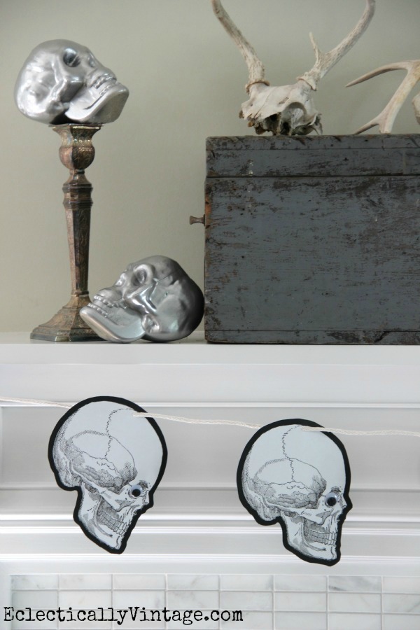 Free Printable Halloween Skull Decoration Banner - Paper Trail Design