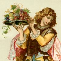 Medieval man with fruit