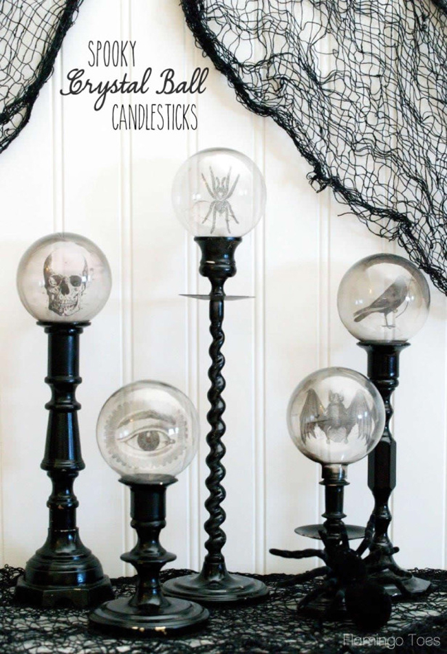 DIY crystal balls make the perfect centerpiece for your halloween tea party!