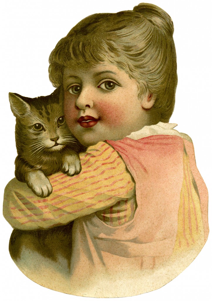 Vintage Child with Cat Image