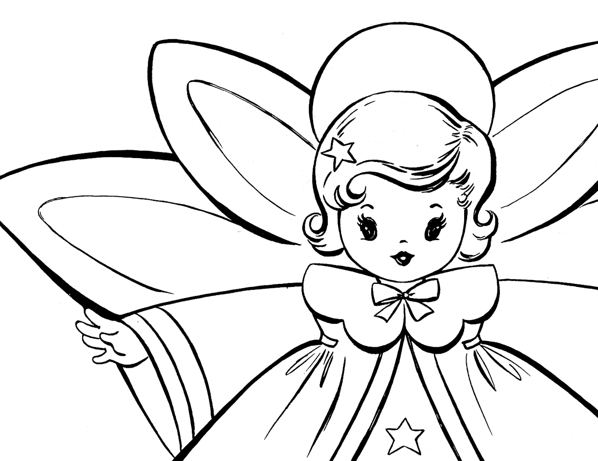 Free Christmas Coloring Pages - Retro Angels - The