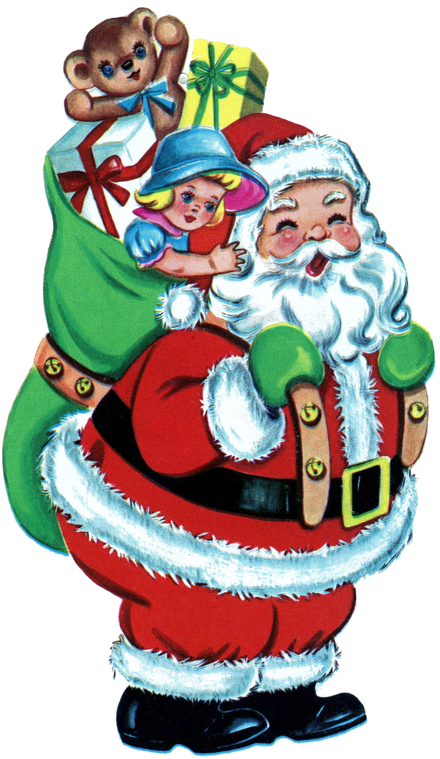 Free Christmas Picture - Retro Santa with Toys - The Graphics Fairy