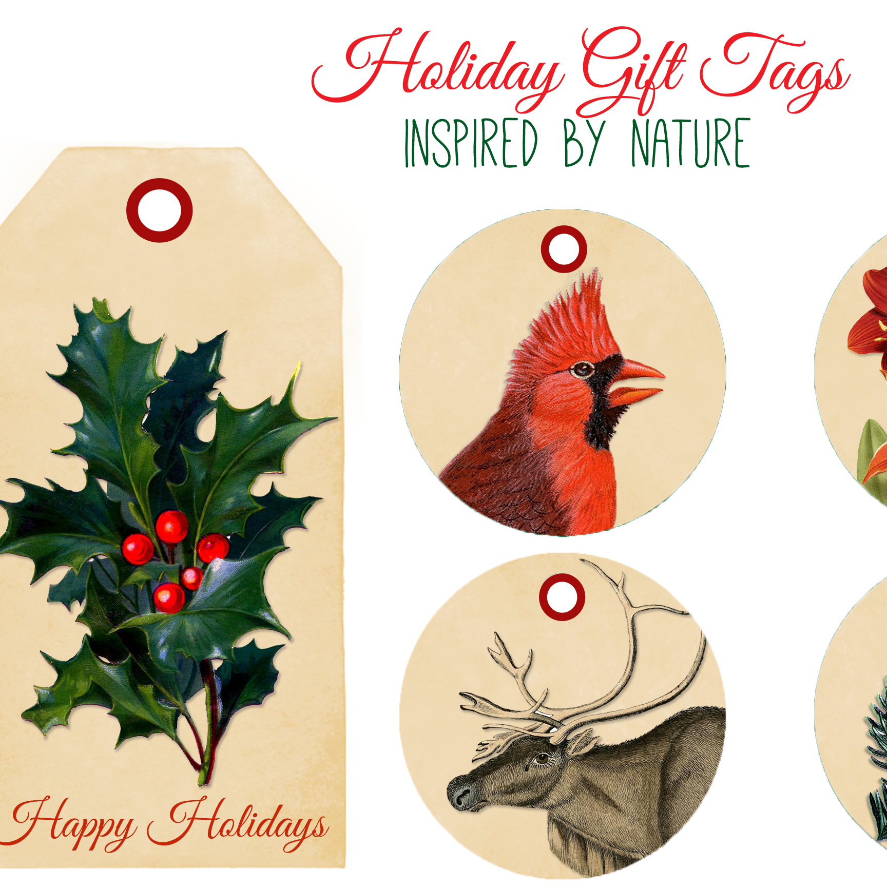 Printable Tags - Nature Inspired for the Holidays