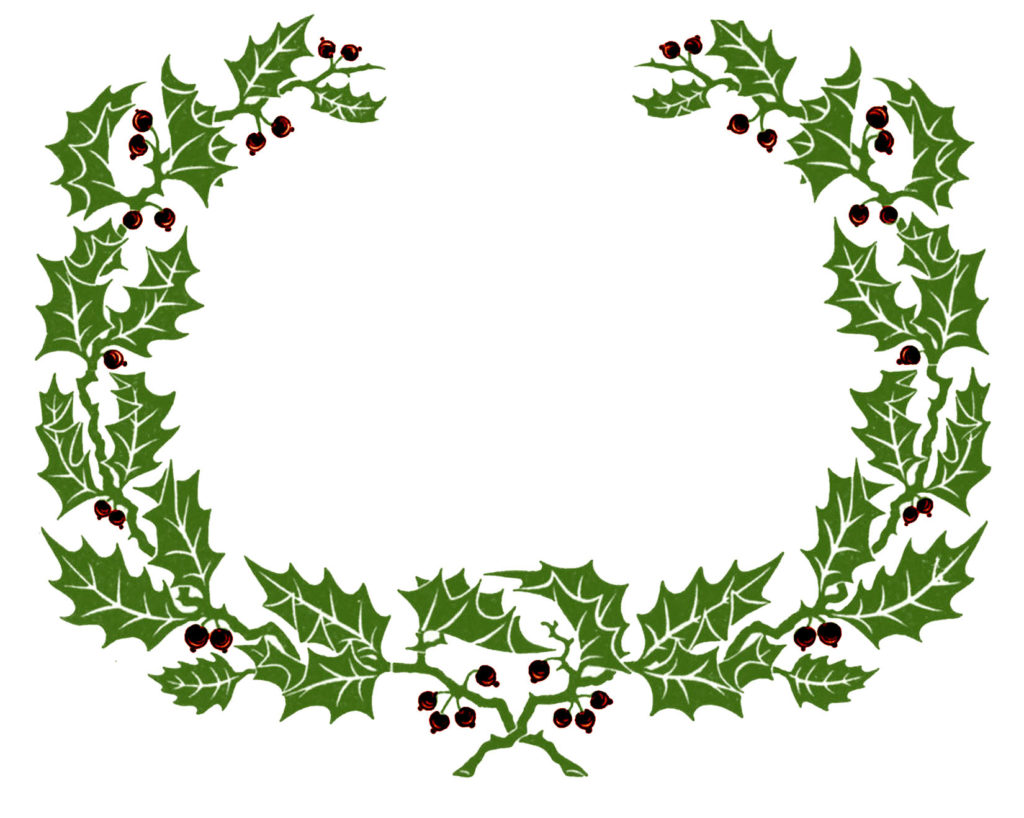Green Red Holly Wreath Image