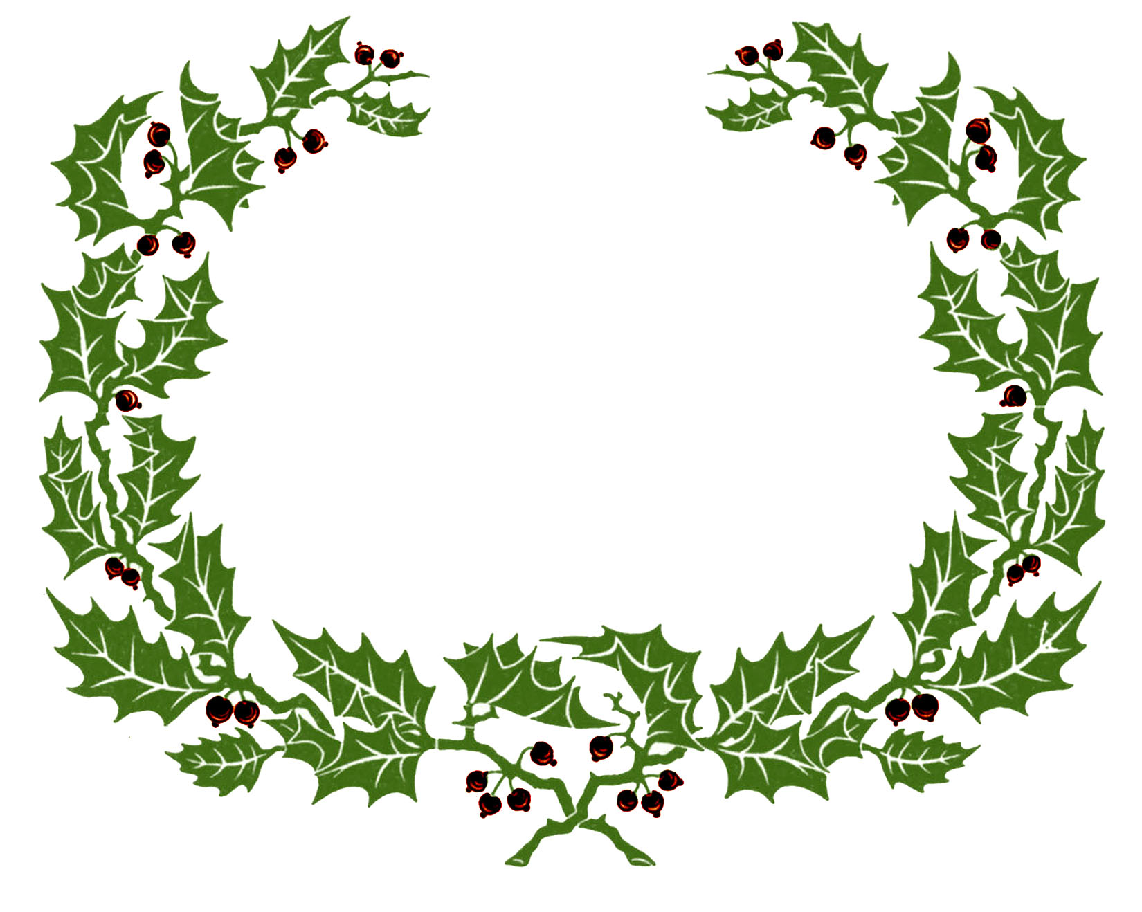 Green Red Holly Wreath Image