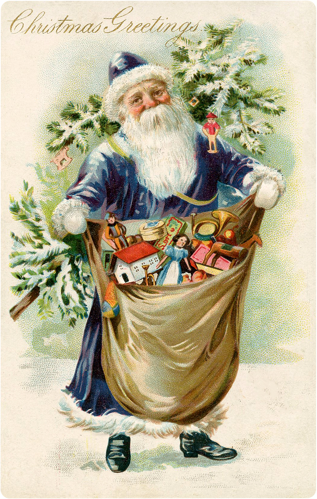 5 Victorian Santas With Different Colored Robes The Graphics Fairy