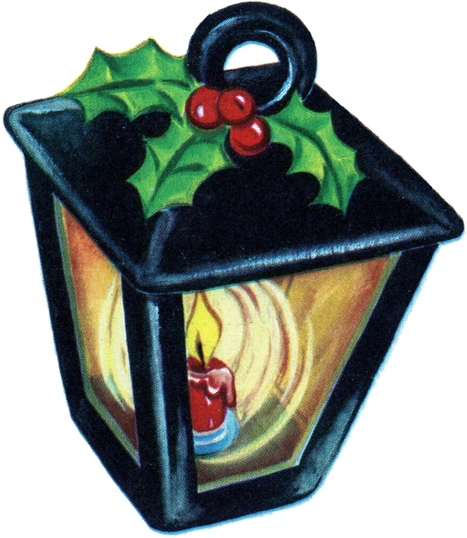 Retro Christmas Lantern Image - The Graphics Fairy