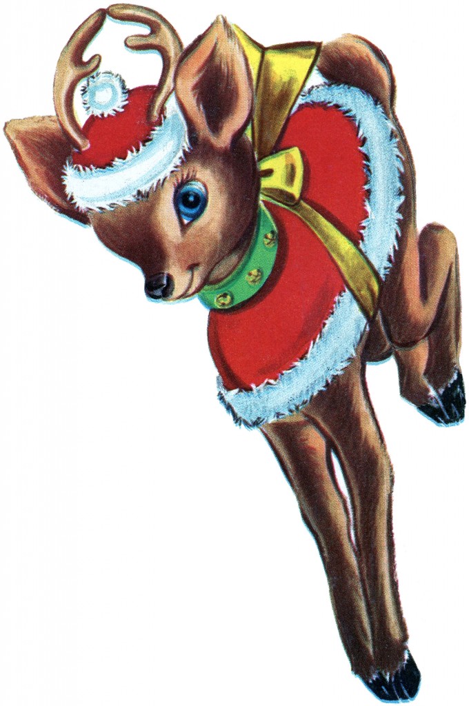 Retro Christmas Reindeer Image - The Graphics Fairy
