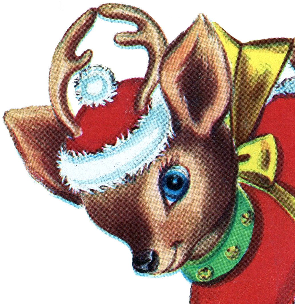 Retro Christmas Reindeer Image - The Graphics Fairy