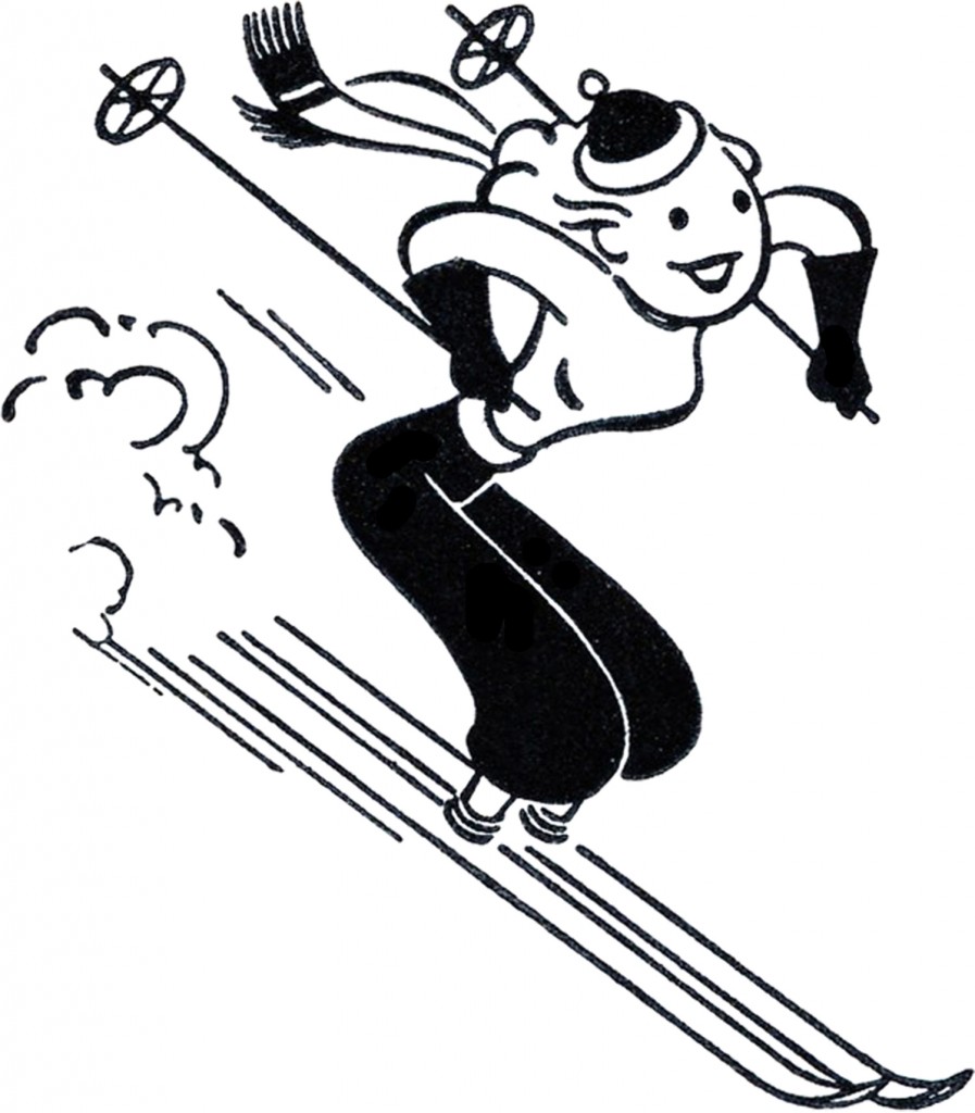 Retro Skiing Clipart