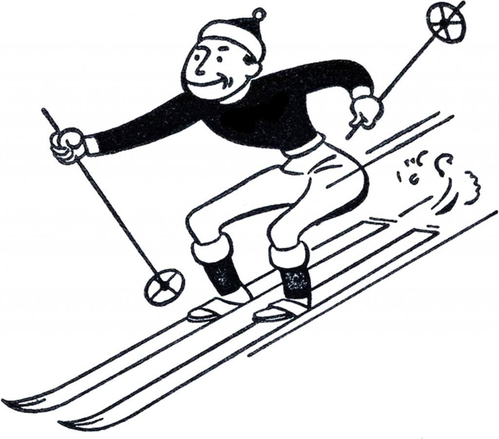 Vintage Skiing Man Clipart