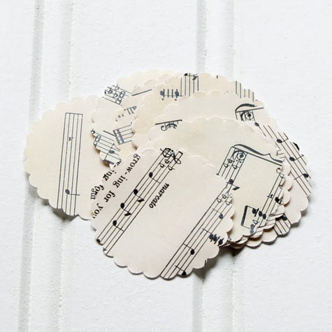 sheet music cut out in circles