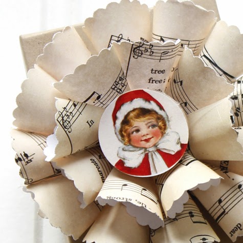 sheet music ornament with elf