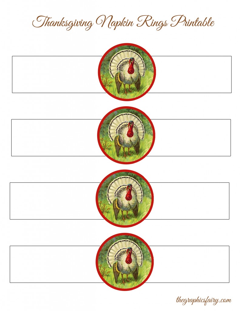 thanksgiving turkey napkin rings template the graphics fairy