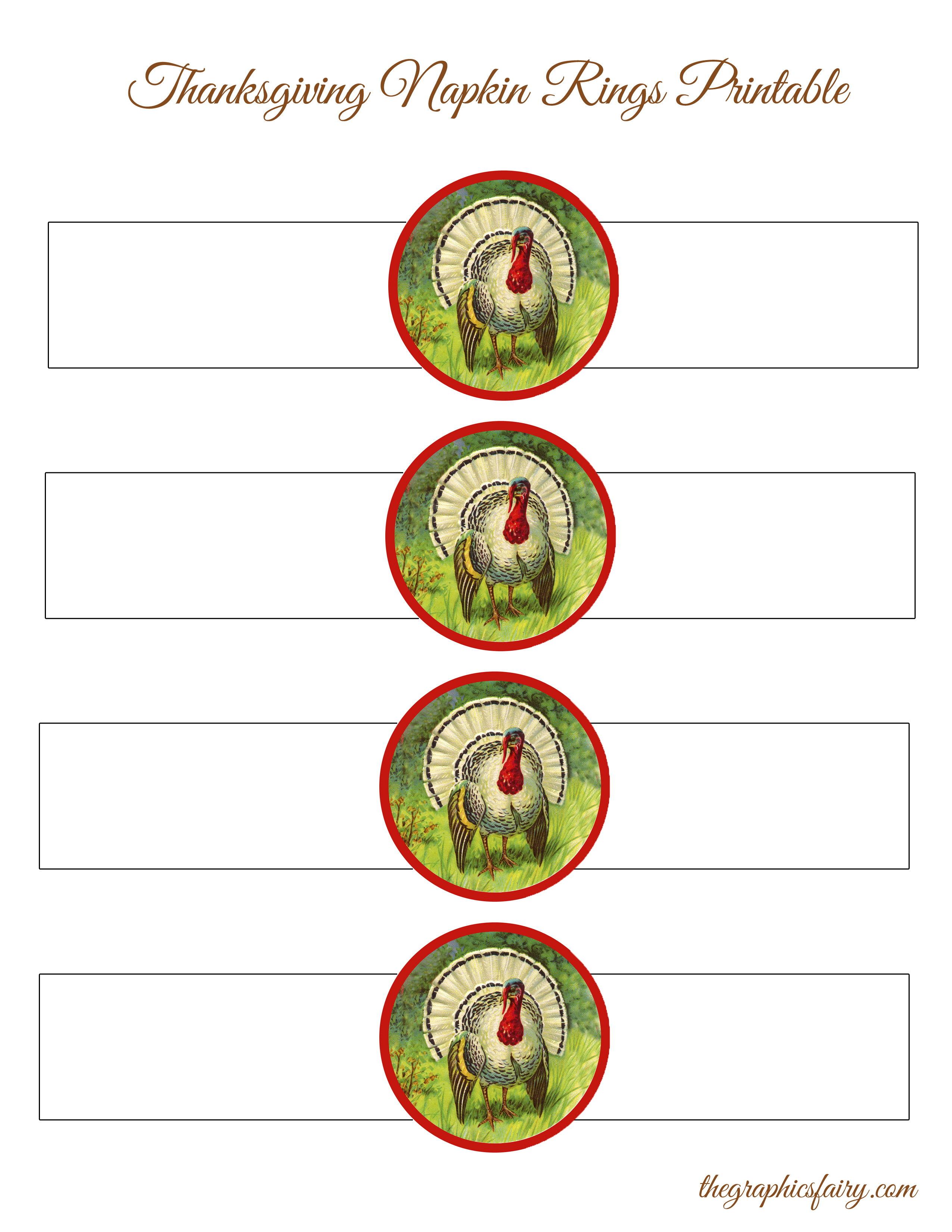 Thanksgiving Turkey Napkin Rings Template The Graphics Fairy