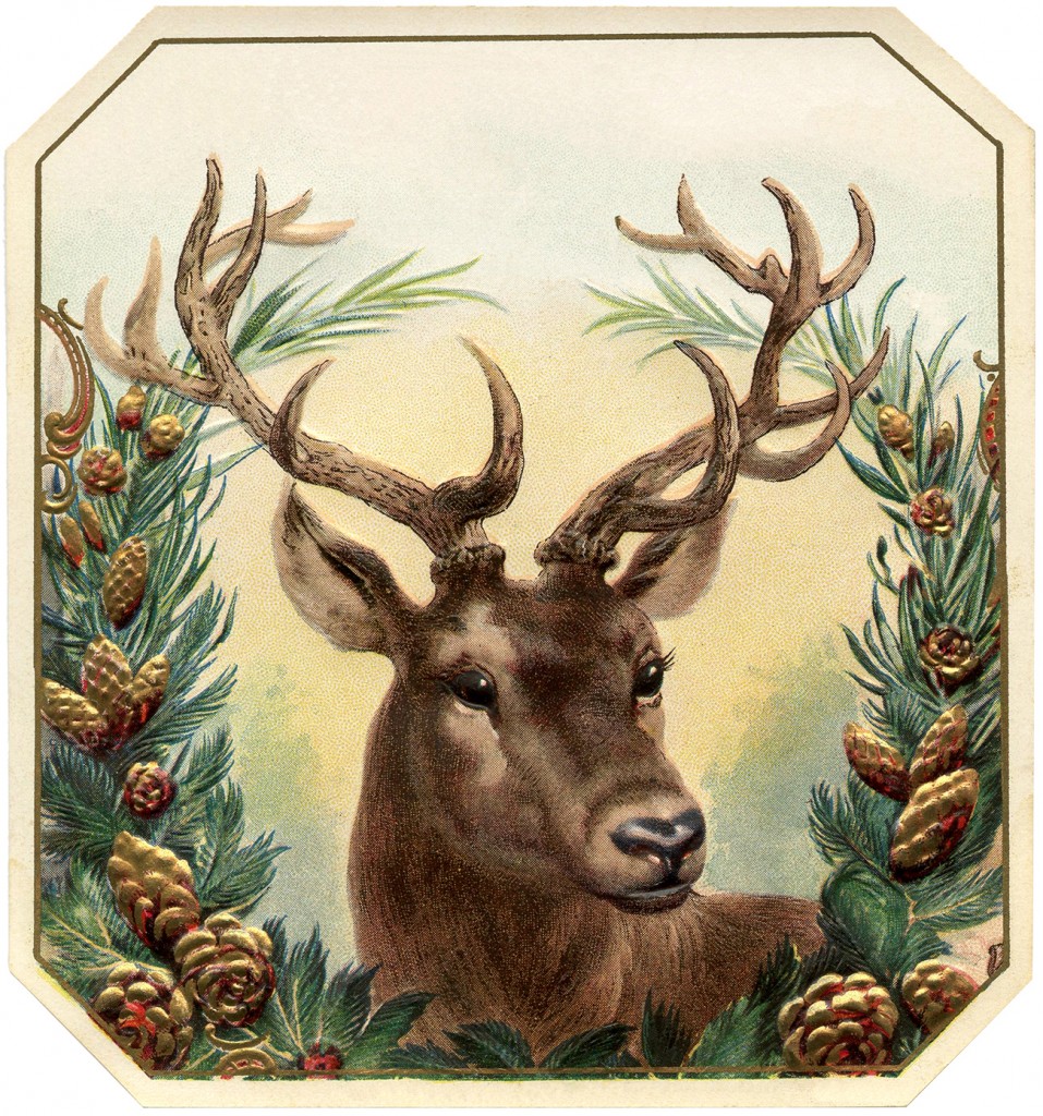 free-vintage-christmas-image-deer-the-graphics-fairy