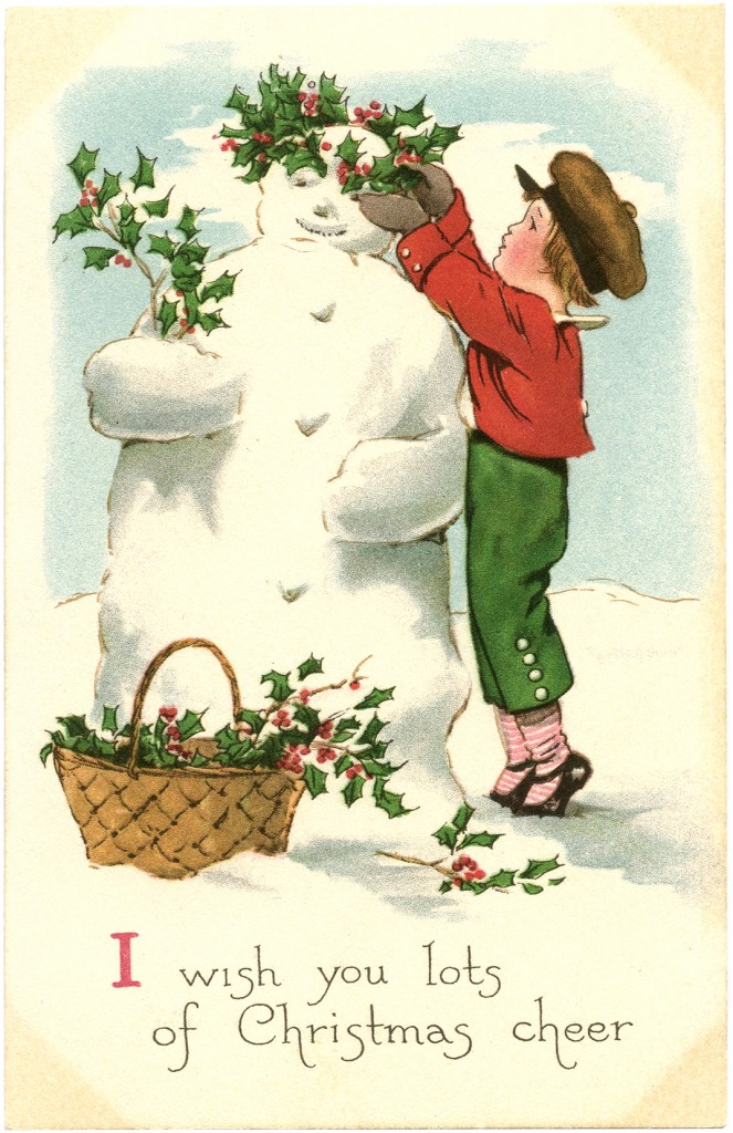 Vintage Snowman with child Image