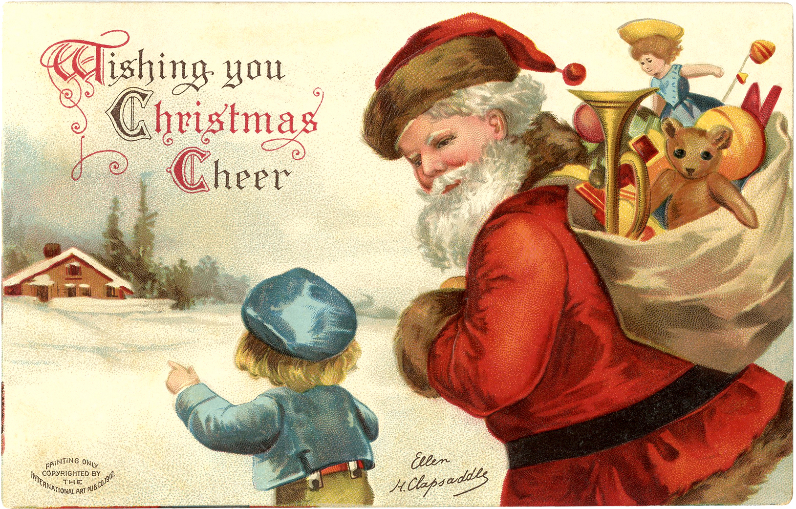 Vintage Santa Postcard - The Graphics Fairy