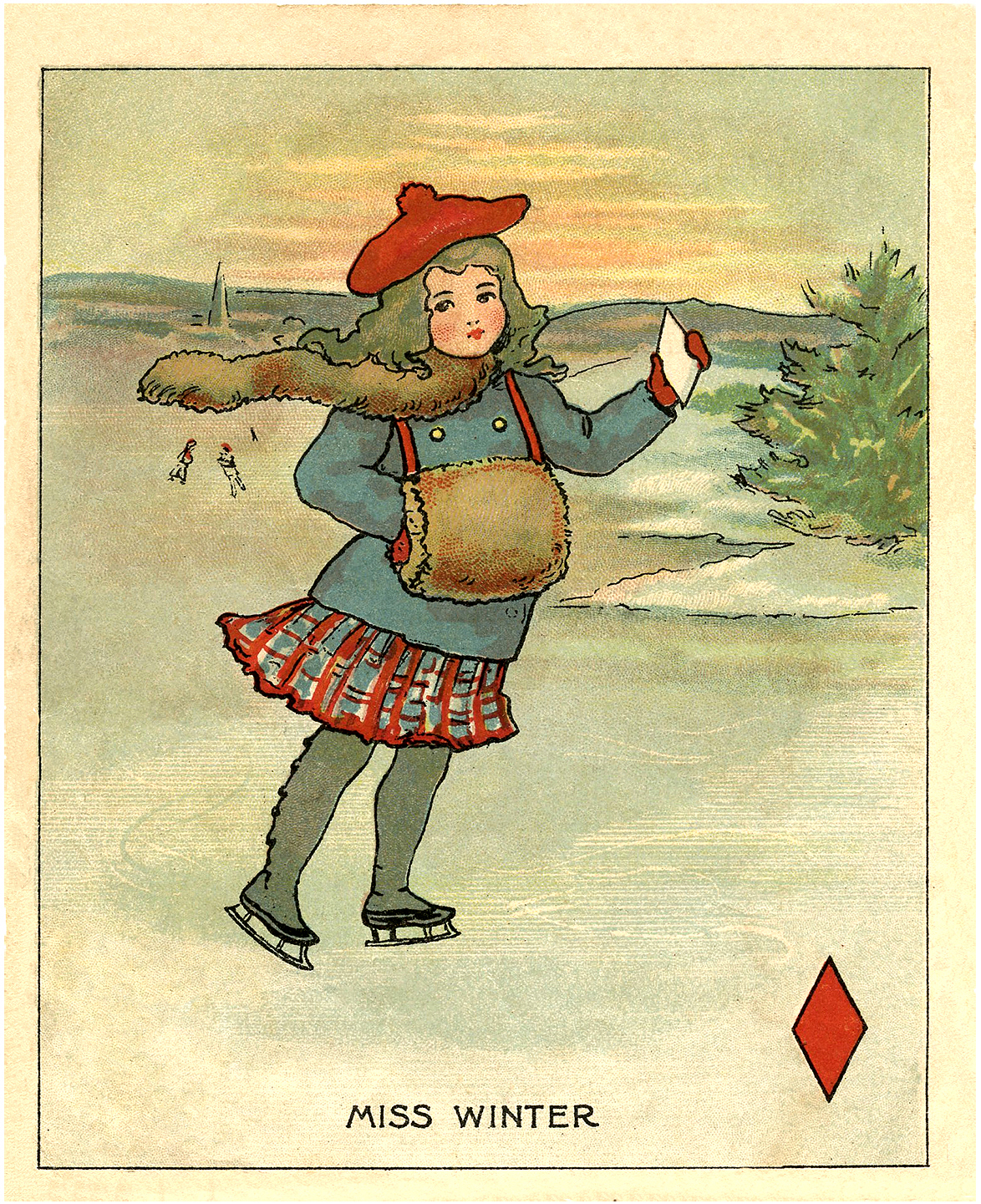 Vintage Winter Clip Art - Miss Winter - The Graphics Fairy