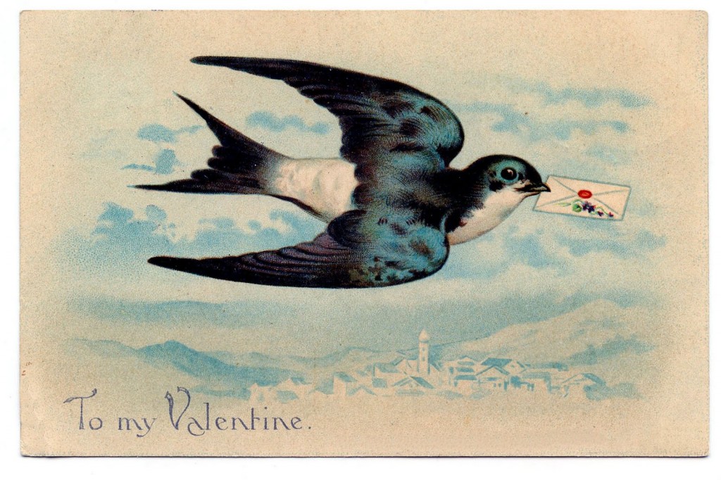 Bird delivering Valentine Image