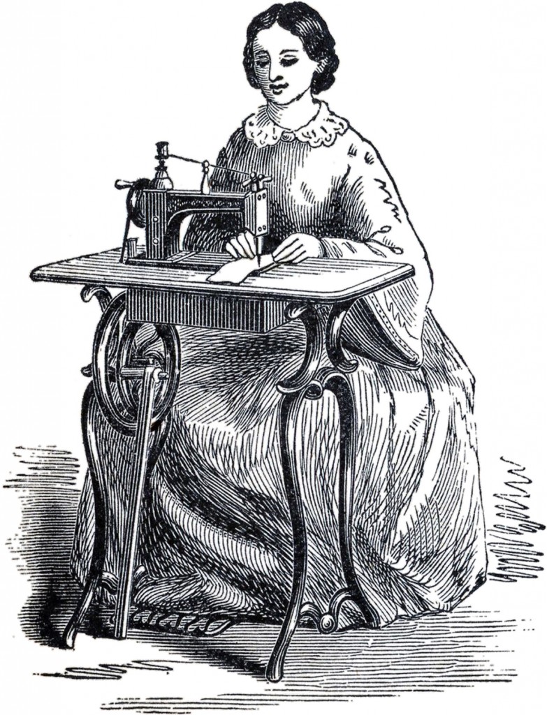 Antique Sewing Machine Lady Image - The Graphics Fairy