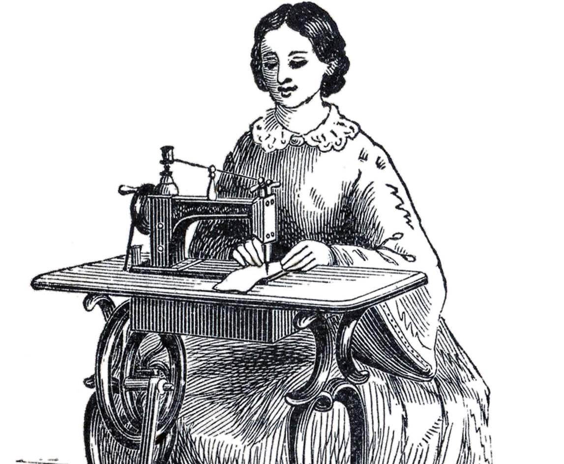 Antique Sewing Machine Lady Image - The Graphics Fairy