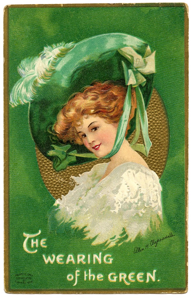 patrick hat lady irish patricks graphics fairy clip postcards happy victorian antique pats ladies postcard saint thegraphicsfairy woman graphic card