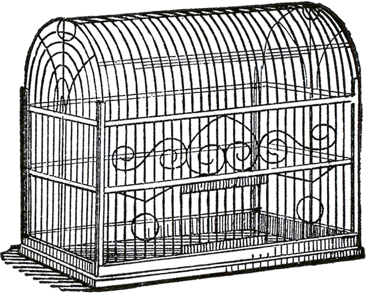 antique birdcage drawing