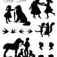 silhouette printable with children and animals