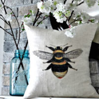 Bee Pillow with Flowers