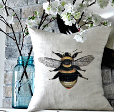 Bee Pillow with Flowers