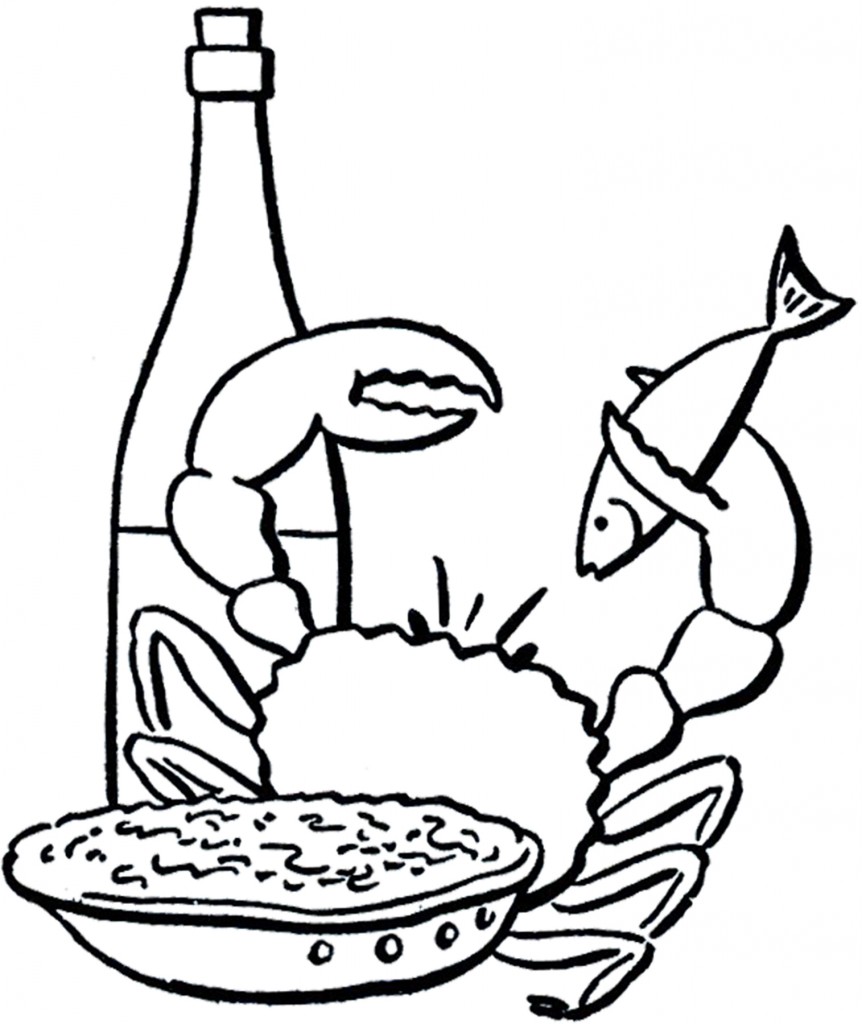 Seafood Dinner Line Art