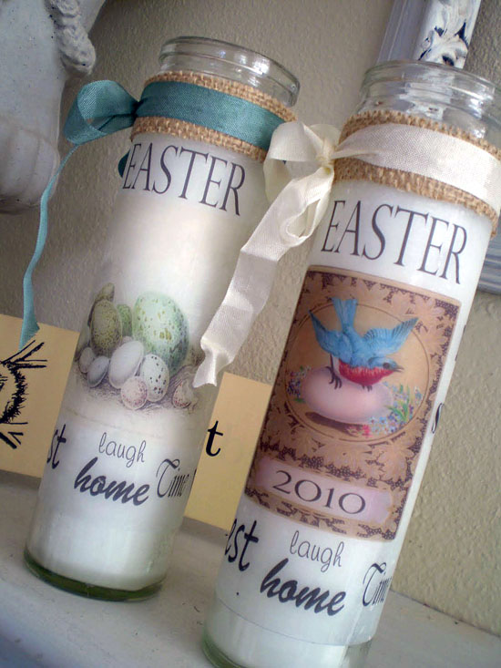 Easter Wrapped Candles with Ribbon