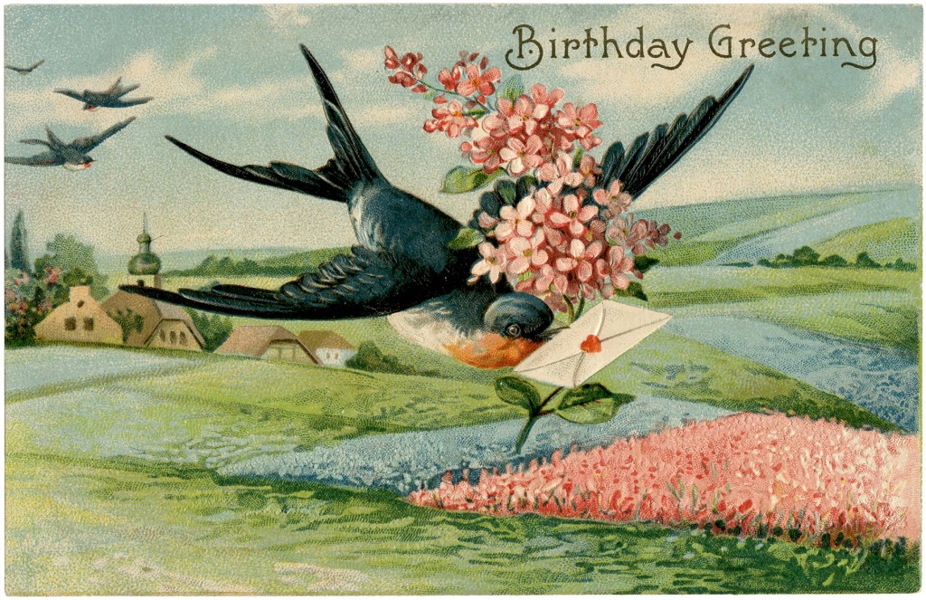 Birthday Swallow Image - Extra Pretty! - The Graphics Fairy