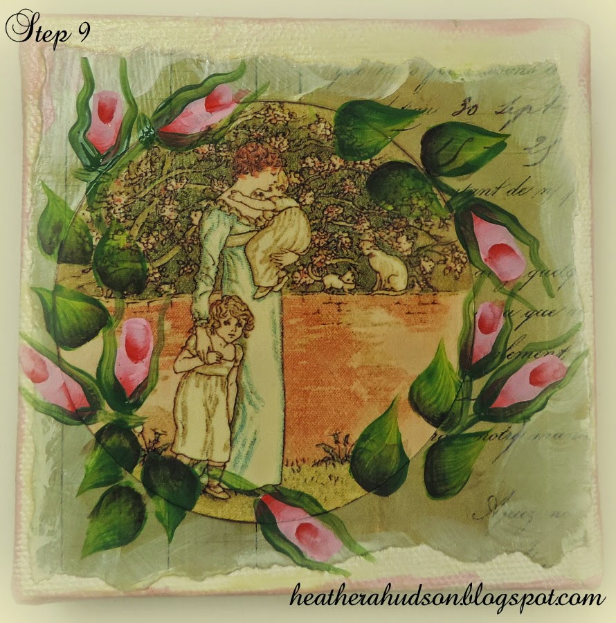 Decoupage wall decor with roses