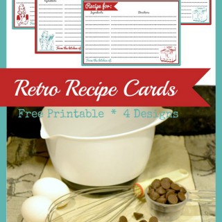 retro recipe cards with kitchenware