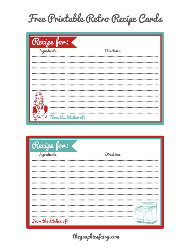 Download Retro Recipe Card Printables - The Graphics Fairy