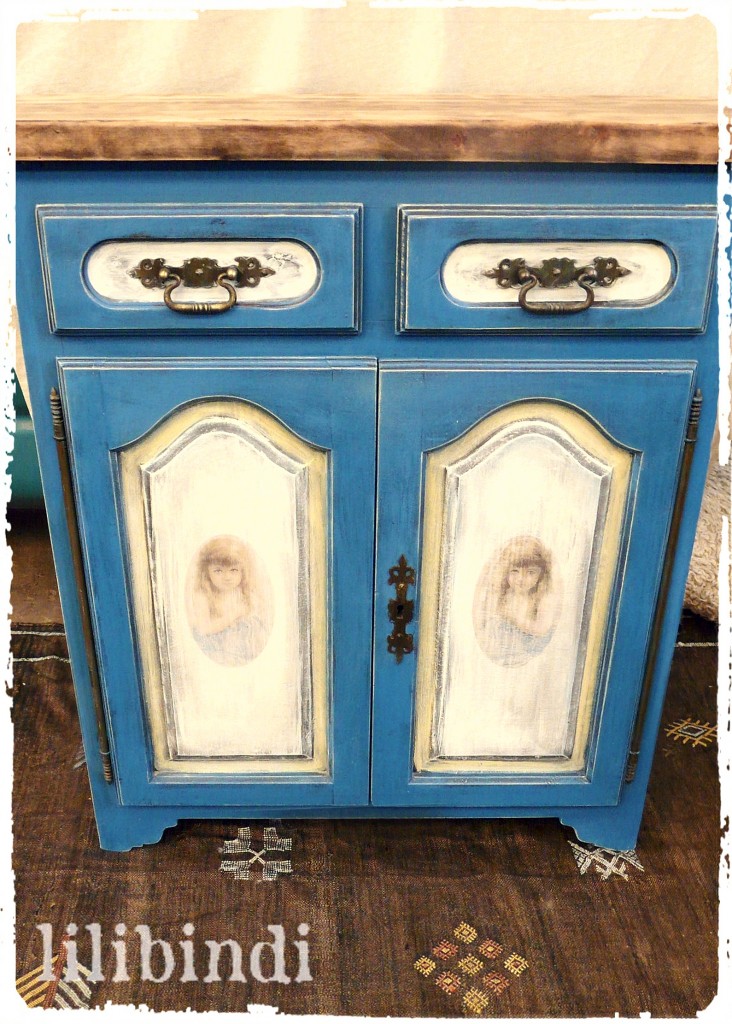 Blue painted cabinet