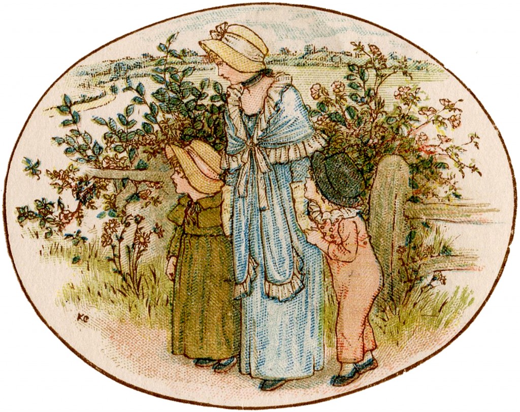 Vintage Mother and Children Garden Image