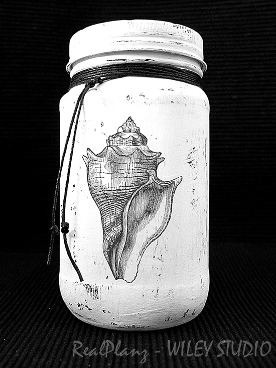 Seashell painted jar