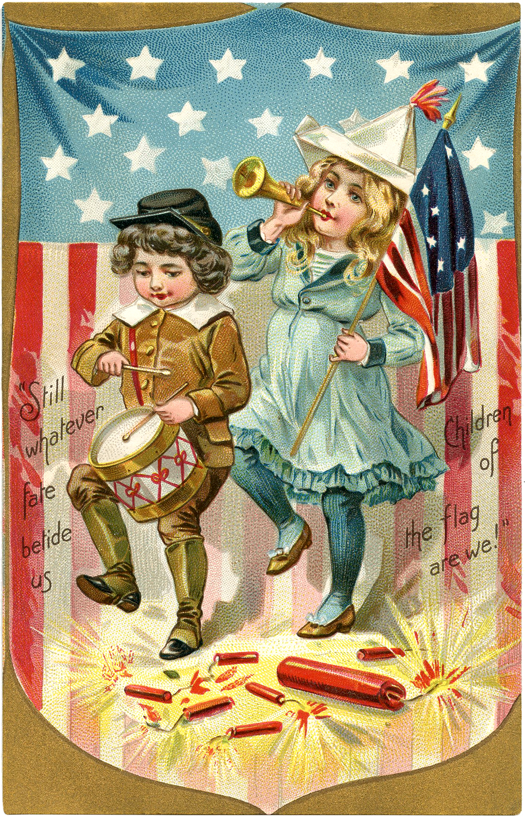 46+ Drawing Hello Vintage patriotic postcard image!